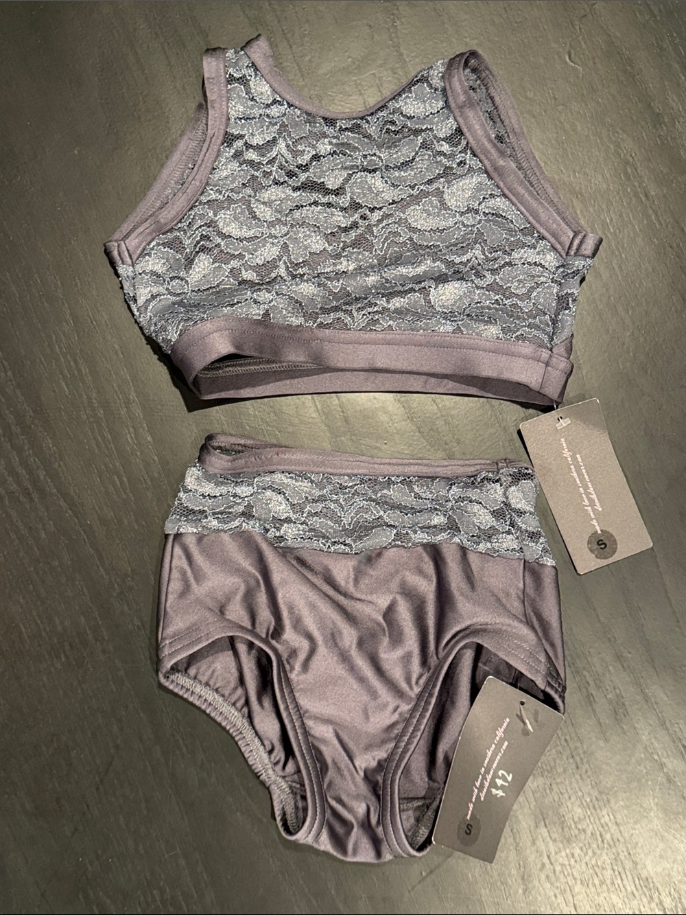 Lace-Trim Racerback Bralette & High-Waist Brief Set in Mauve